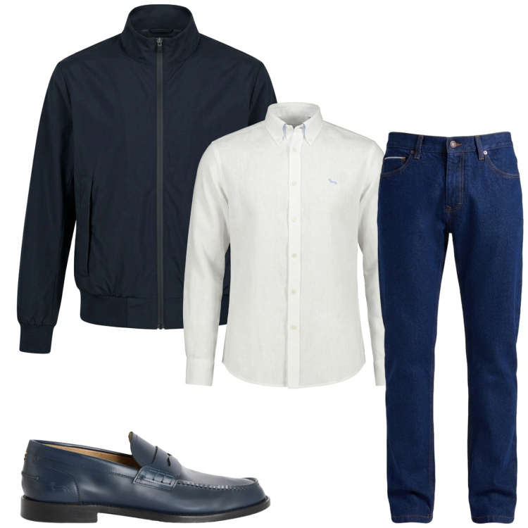 Outfit uomo - Total look #2440976. Stile Trendy per Ufficio. Abbinamento con scarpe stringate, jeans, camicie, giacche.