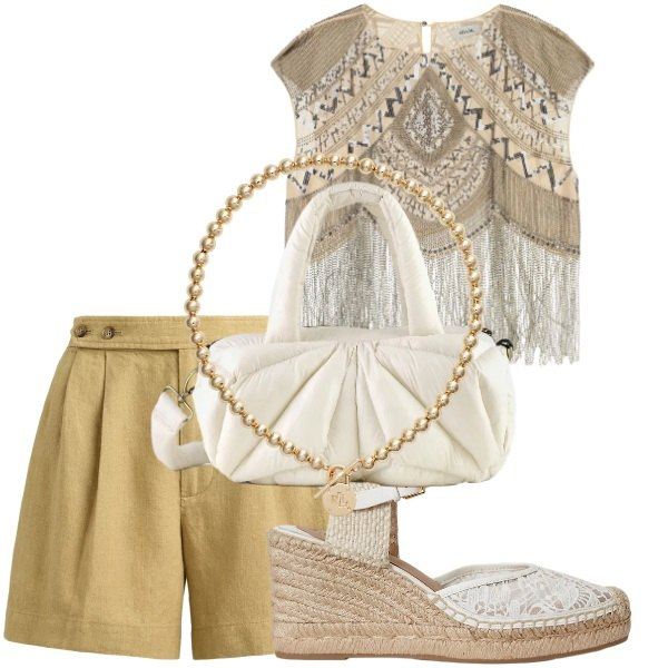 Outfit donna - Total look #2441017. Abbinamento con borse a mano, collane, espadrillas, minigonne, top.