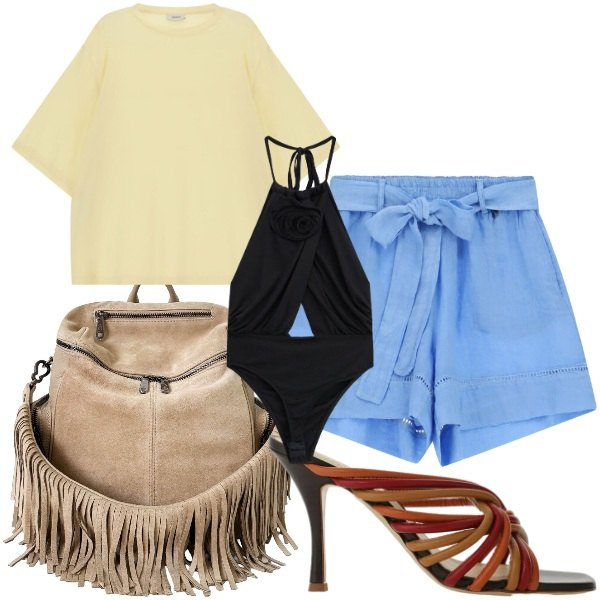 Outfit donna - Total look #2441051. Abbinamento con zaini, t-shirt, sandali, body, shorts.