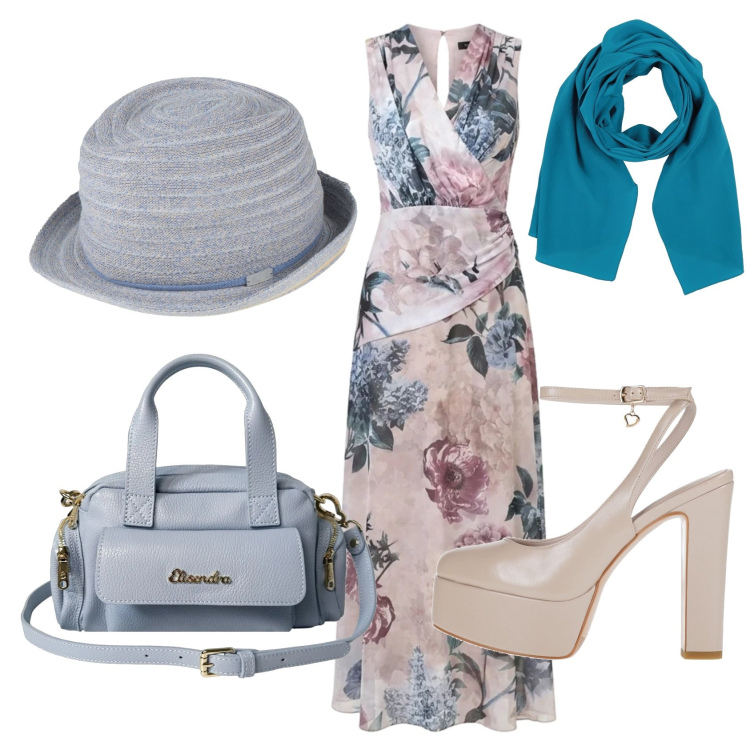 Outfit donna - Total look #2441056. Stile Chic per Serata fuori. Abbinamento con sciarpe, cappelli, décolleté, borse a mano, vestiti lunghi.