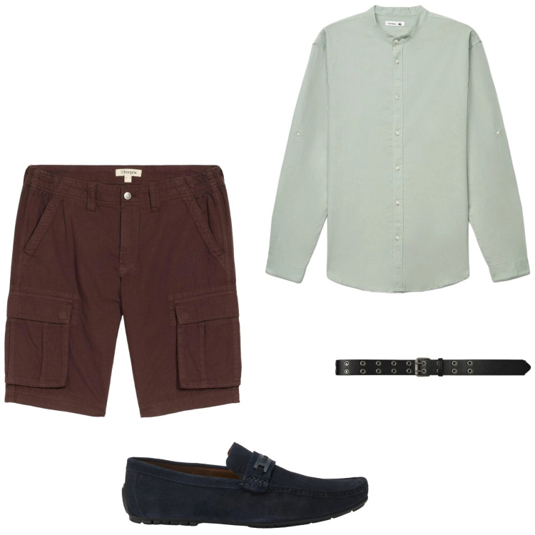 Outfit uomo - Total look #2441083. Stile Casual per Tutti i giorni. Abbinamento con bermuda, scarpe stringate, cinture, camicie.