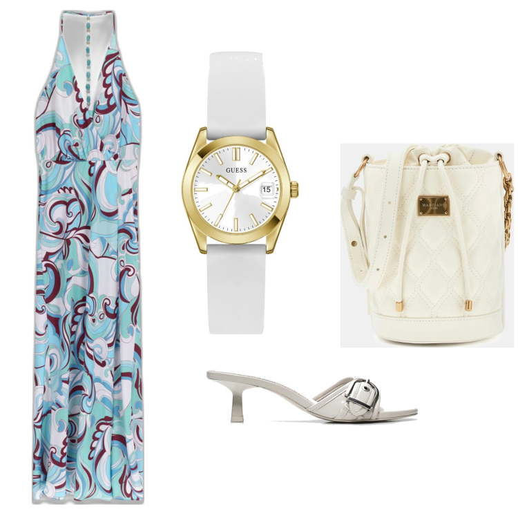 Outfit mujer - Urban style. Estilo Urban para Todos los días. Combinación con pantuflas, vestidos largos, bolsos saco, relojes analógicos.
