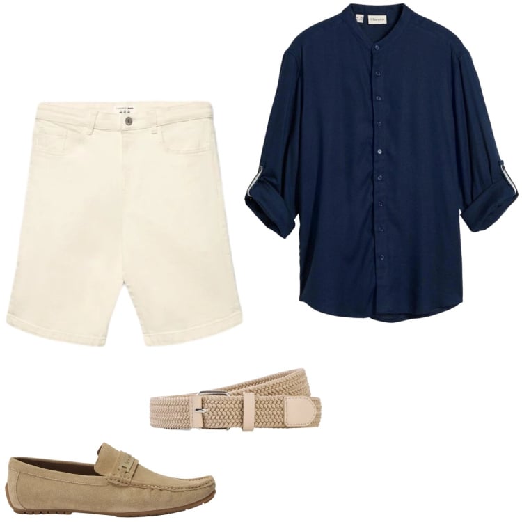 Outfit uomo - Total look #2441089. Stile Casual per Tutti i giorni. Abbinamento con camicie, cinture, scarpe stringate, shorts.