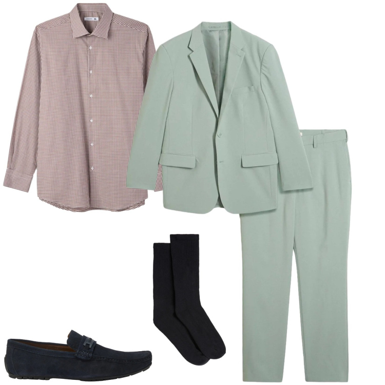 Outfit uomo - Total look #2441091. Stile Business/Elegante per Ufficio. Abbinamento con abiti, scarpe stringate, camicie, calzini.