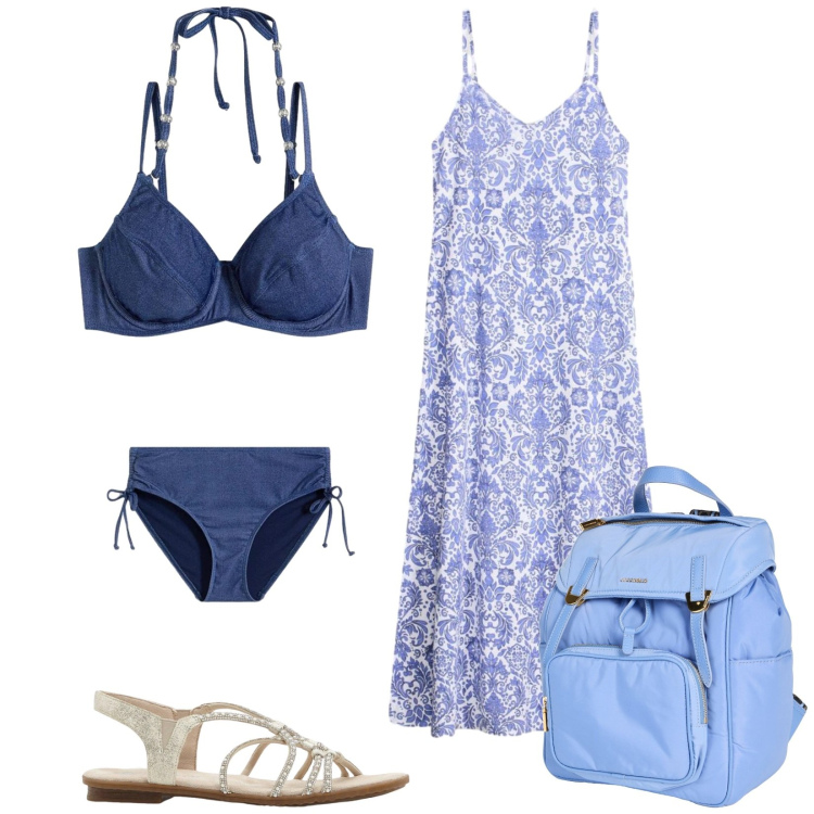 Outfit donna - Total look #2441137. Stile Casual per Mare. Abbinamento con zaini, vestiti da spiaggia, bikini, sandali.