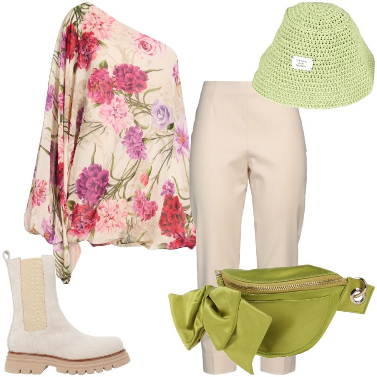 Outfit donna - Total look #2441147. Stile Casual chic per Tutti i giorni. Abbinamento con top, marsupi, stivaletti, pantaloni, cappelli con visiera.