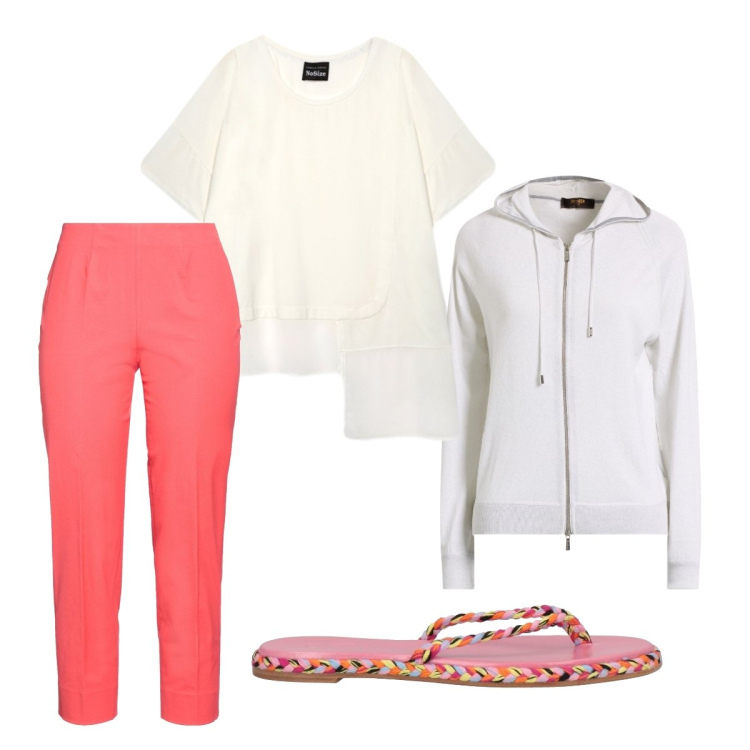 Outfit donna - Oggi mi vesto così curvy. Stile Casual per Tutti i giorni. Abbinamento con infradito, pantaloni, cardigans, t-shirt.