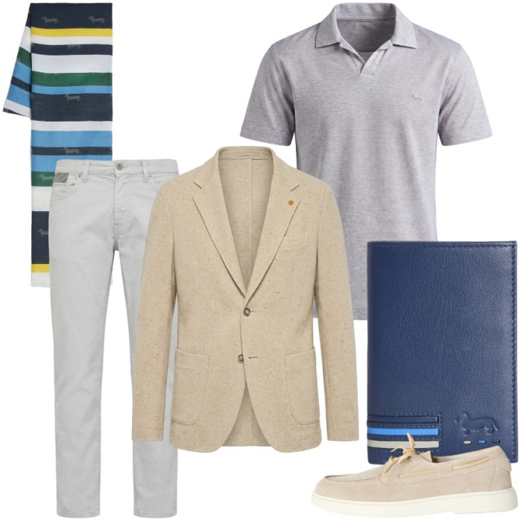Outfit uomo - Total look #2441182. Stile Casual per Tutti i giorni. Abbinamento con scarpe stringate, portafogli, pantaloni, giacche, sciarpe, polo.