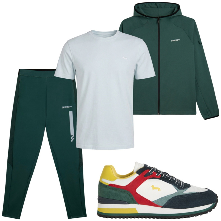 Outfit uomo - Momento di relax. Stile Casual per Tutti i giorni. Abbinamento con sneakers, t-shirt, pantaloni, felpe con cappuccio.
