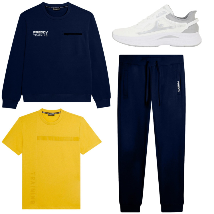 Outfit uomo - Total look #2441266. Stile Casual per Sport. Abbinamento con t-shirt, felpe, pantaloni, sneakers.