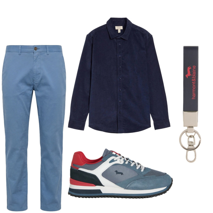 Outfit uomo - Total look #2441278. Stile Casual per Tutti i giorni. Abbinamento con camicie, portachiavi, pantaloni, sneakers.