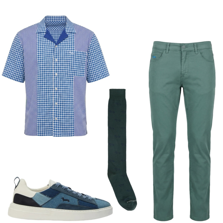 Outfit uomo - Total look #2441279. Stile Casual per Tutti i giorni. Abbinamento con calzini, pantaloni, sneakers, camicie a manica corta.