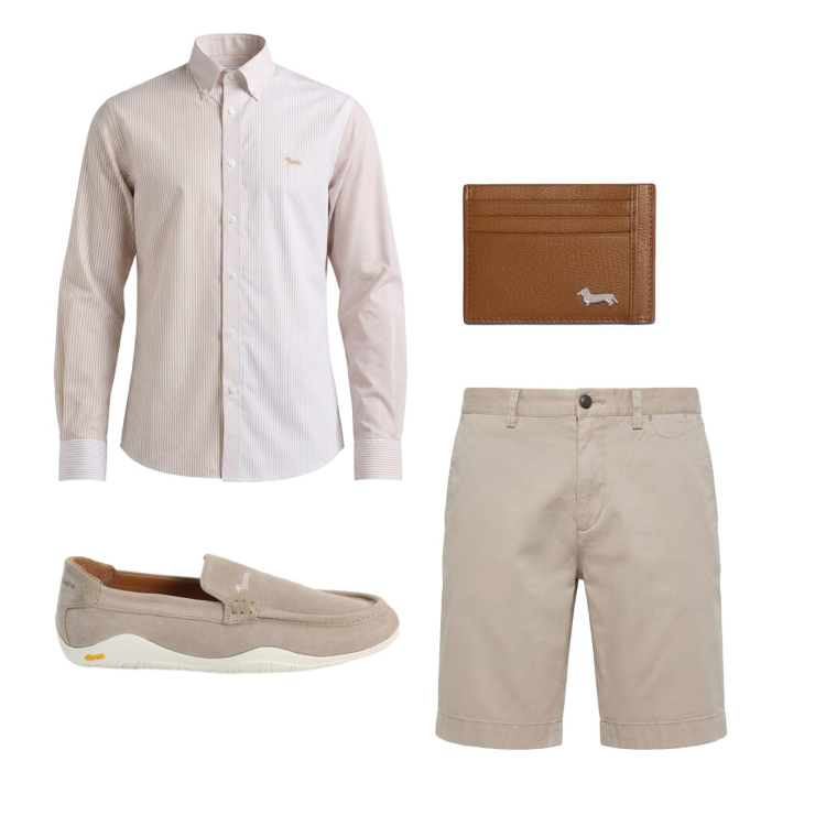 Outfit uomo - Total look #2441284. Stile Trendy per Tutti i giorni. Abbinamento con portafogli, scarpe stringate, bermuda, camicie.