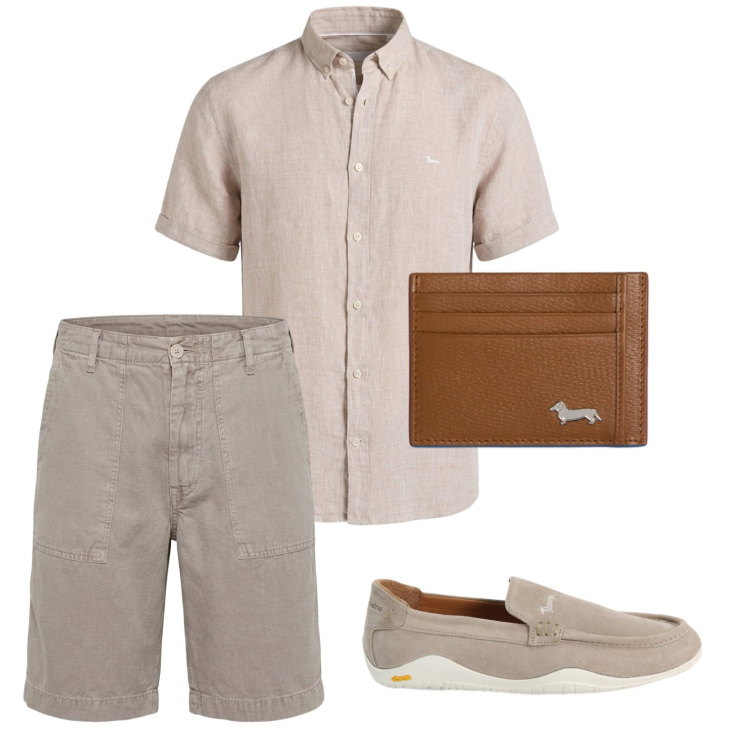 Outfit uomo - Total look #2441290. Stile Trendy per Tutti i giorni. Abbinamento con portafogli, scarpe stringate, bermuda, camicie a manica corta.