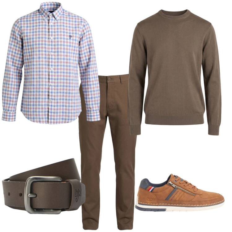 Outfit uomo - Total look #2441291. Stile Urban per Ufficio. Abbinamento con sneakers, pantaloni, camicie, maglieria, cinture.