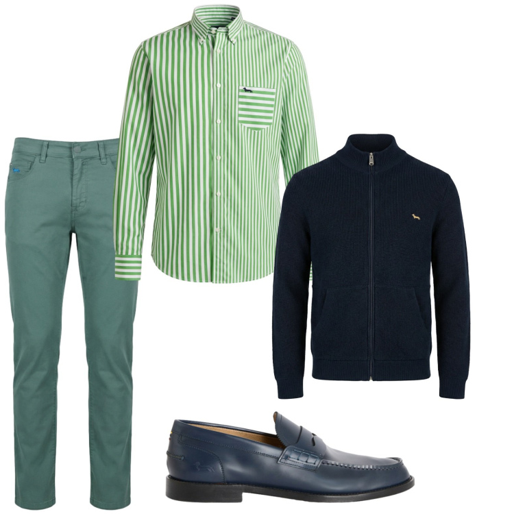 Outfit uomo - Total look #2441292. Stile Business/Elegante per Ufficio. Abbinamento con pantaloni, scarpe stringate, camicie, cardigans.