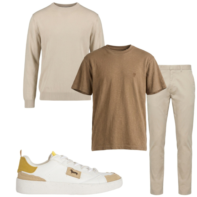 Outfit uomo - Harmont&Blaine. Stile Urban per Ufficio. Abbinamento con sneakers, pantaloni, maglieria, t-shirt.