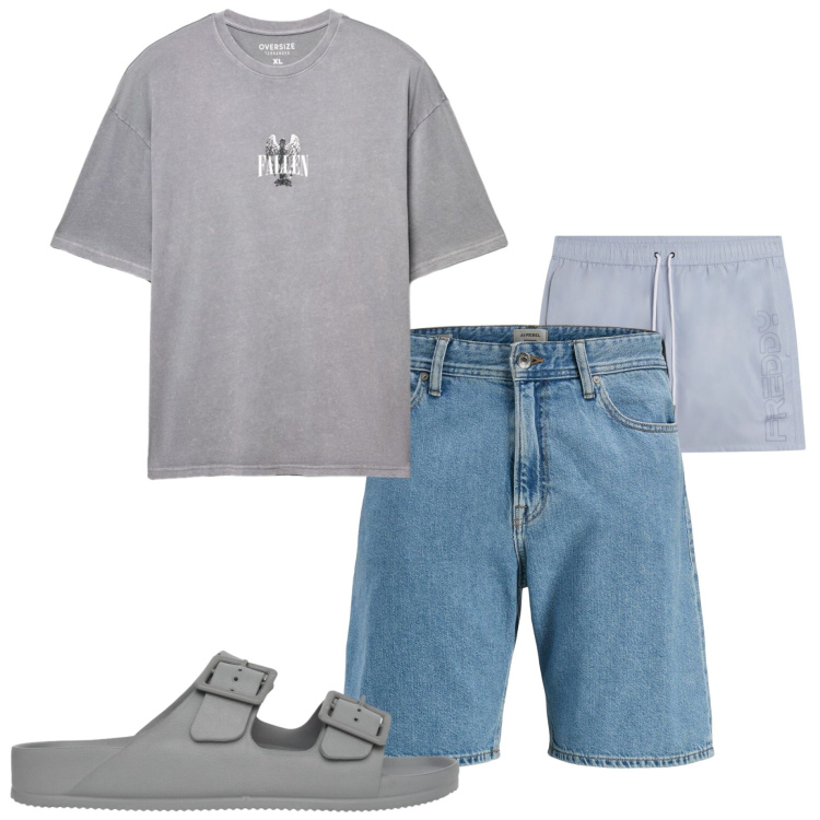 Outfit uomo - Al mare. Stile Casual per Mare. Abbinamento con shorts, t-shirt, sandali, costumi.