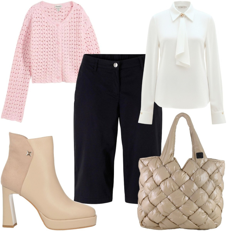Outfit donna - Total look #2441354. Stile Trendy per Tutti i giorni. Abbinamento con stivaletti, bermuda, cardigans, camicie, borse tote.