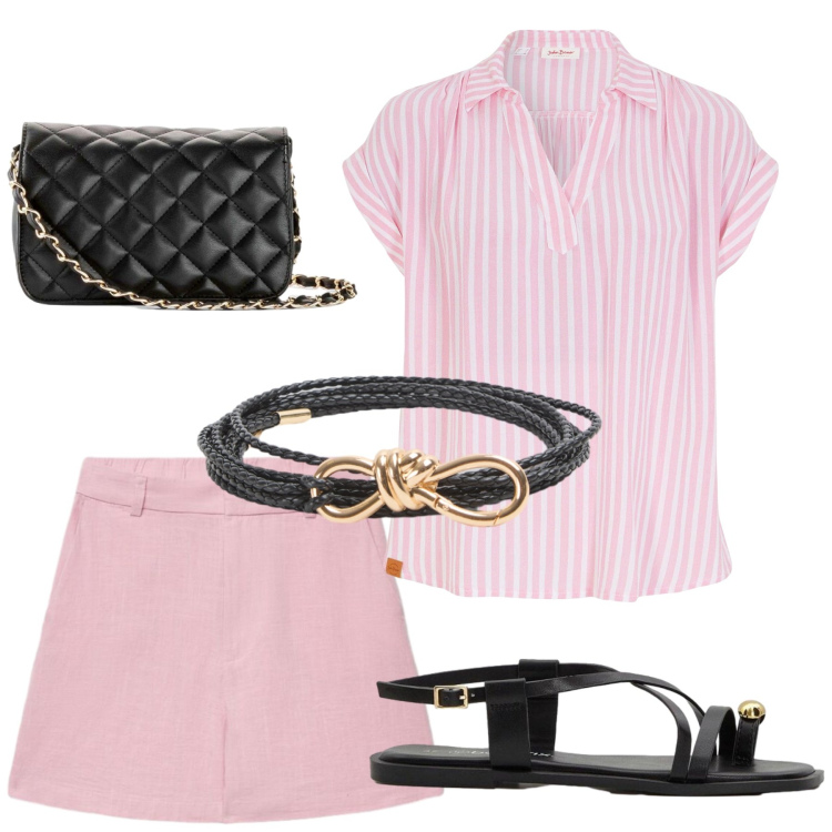 Outfit donna - Total look #2441375. Stile Romantica per Mare. Abbinamento con bluse, sandali, borse a tracolla, cinture, bermuda.