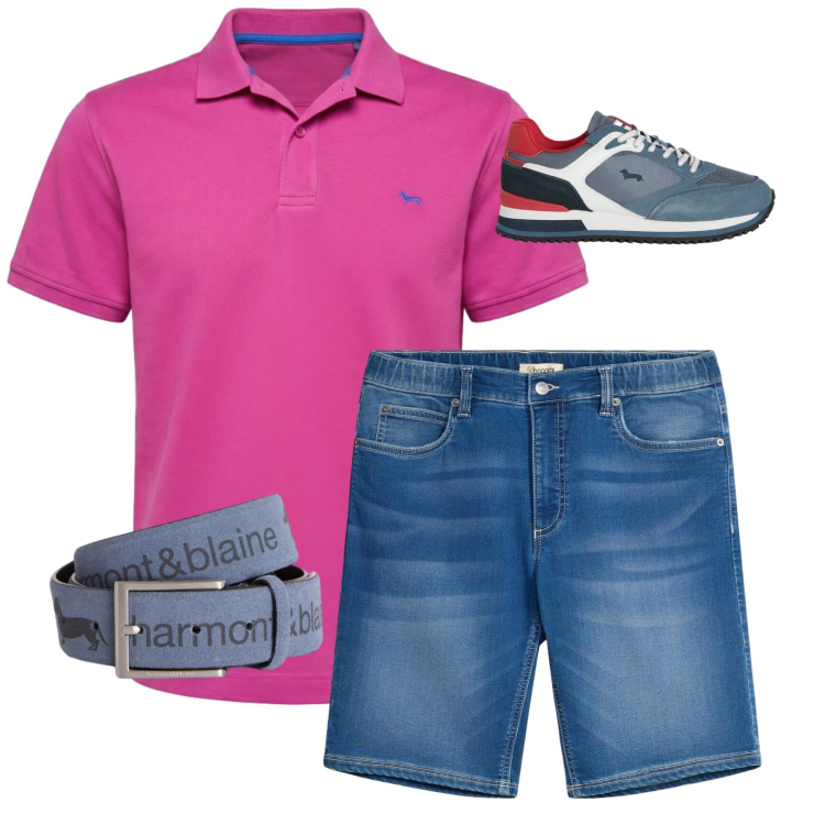 Outfit uomo - Total look #2441425. Stile Casual per Tutti i giorni. Abbinamento con bermuda, cinture, polo, sneakers.