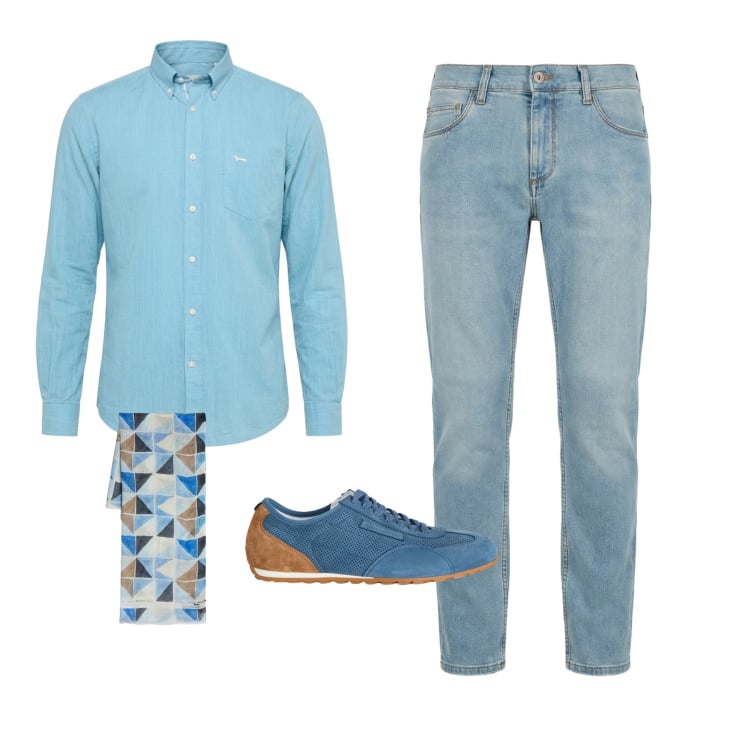 Outfit uomo - Total look #2441427. Stile Business/Elegante per Serata speciale. Abbinamento con jeans slim fit, sciarpe, sneakers, camicie.