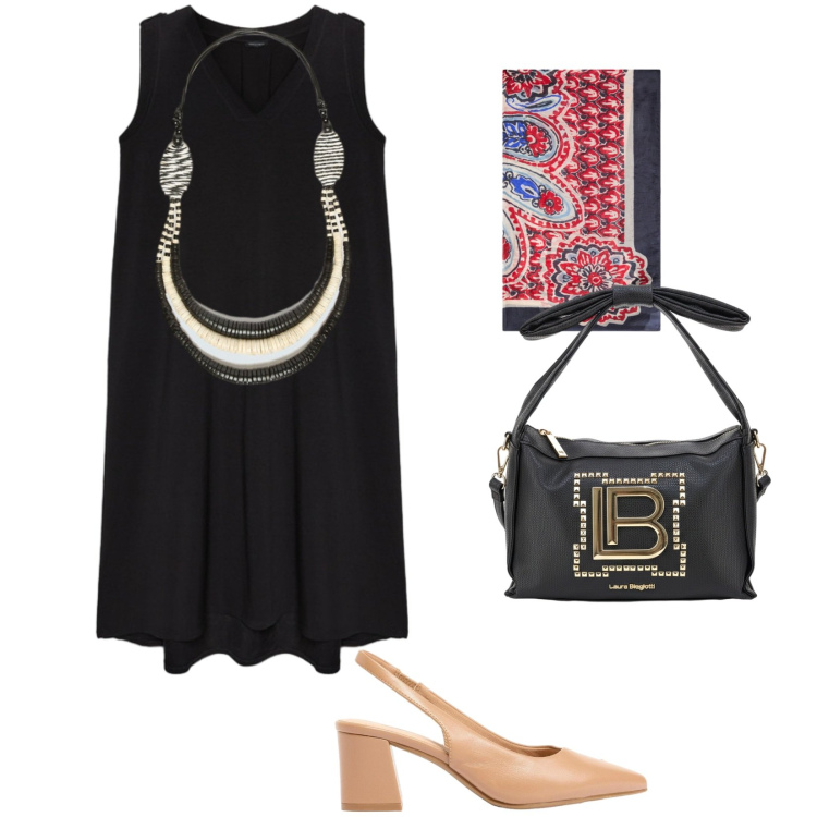 Outfit donna - BLaura. Stile Vintage retrò per Serata fuori. Abbinamento con décolleté, collane, vestiti lunghi, foulard, borse a mano.
