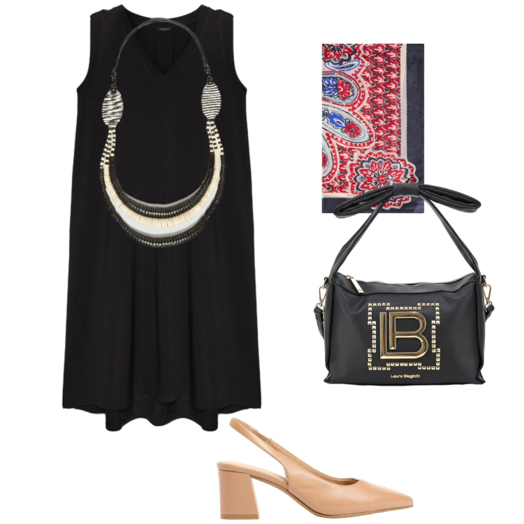 Outfit donna - Total look #2441433. Stile Vintage retrò per Serata fuori. Abbinamento con décolleté, collane, foulard, vestiti lunghi, borse a mano.