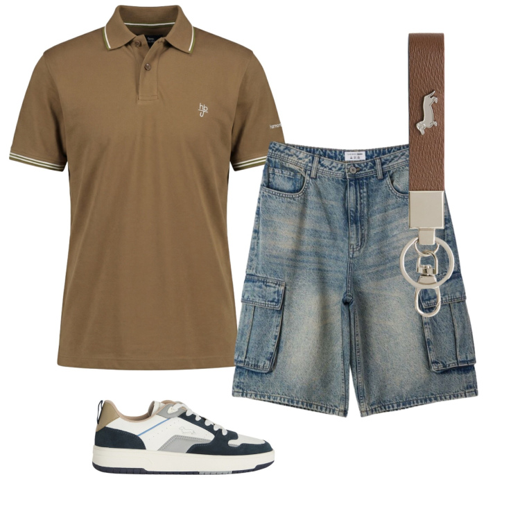Outfit uomo - Total look #2441449. Stile Casual per Tutti i giorni. Abbinamento con portachiavi, polo, sneakers, pantaloni corti.