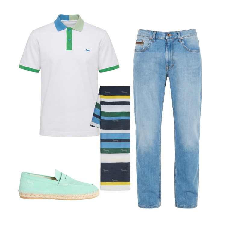 Outfit uomo - Total look #2441455. Stile Business/Elegante per Serata speciale. Abbinamento con jeans, polo, espadrillas, sciarpe.