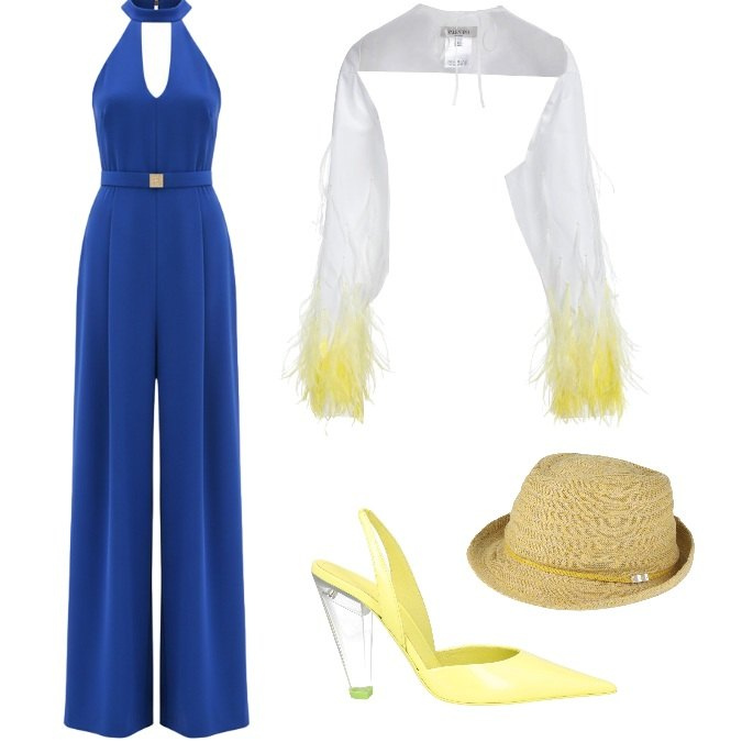 Outfit donna - Total look #2441460. Stile Trendy per Cerimonia. Abbinamento con décolleté, blazer, cappelli, tute.