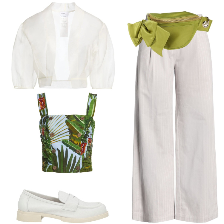 Outfit donna - medicinali salvavita sempre con me. Stile Urban per Cerimonia. Abbinamento con marsupi, blazer, pantaloni, mocassini, top.