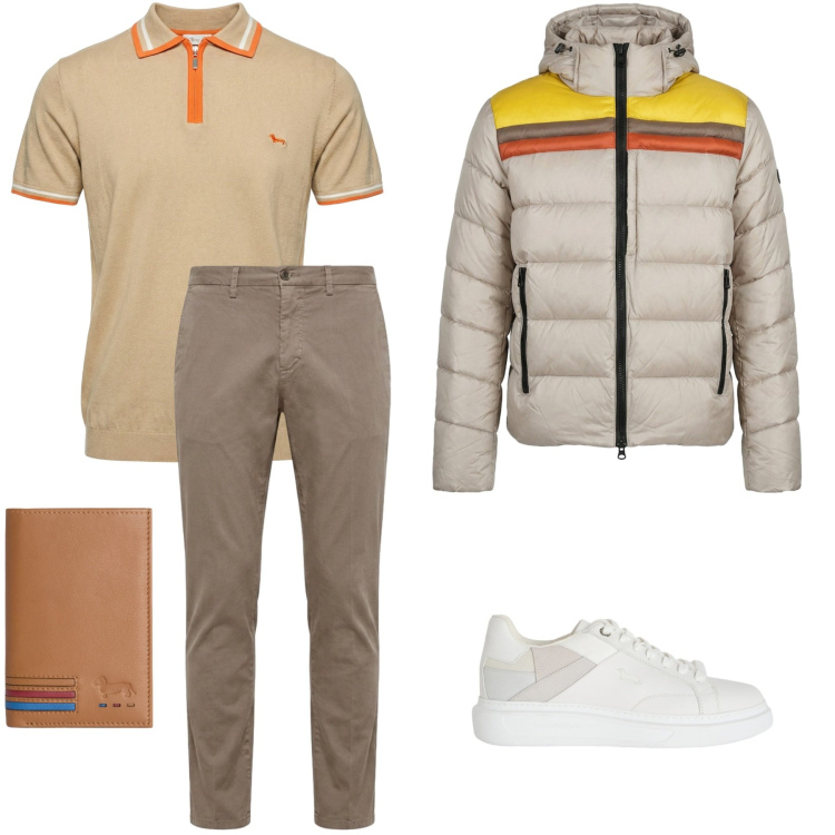 Outfit uomo - Total look #2441475. Stile Casual per Tutti i giorni. Abbinamento con sneakers, pantaloni chino, polo, portafogli, piumini.
