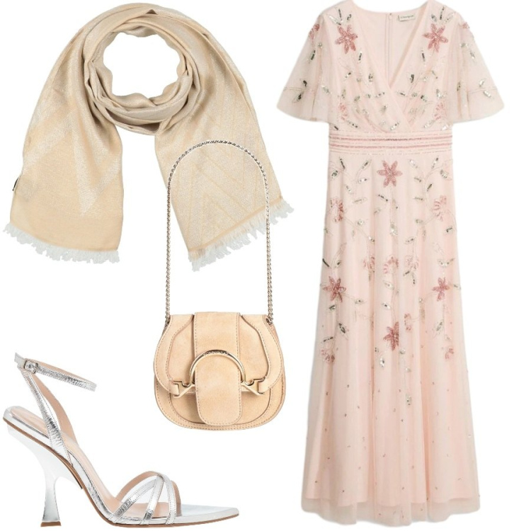 Outfit donna - Total look #2441503. Stile Romantica per Serata fuori. Abbinamento con marsupi, sandali in pelle, sciarpe, vestiti lunghi.