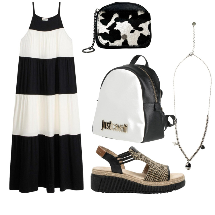Outfit donna - Passe partout. Stile Casual per Tutti i giorni. Abbinamento con portachiavi, ciondoli, zaini, vestiti lunghi, sandali.