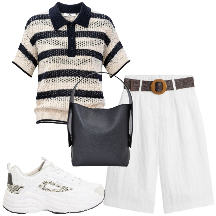 Outfit donna - Total look #2441542. Stile Casual chic per Tutti i giorni. Abbinamento con sneakers, bermuda, polo, borse a spalla.