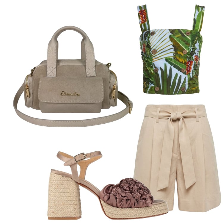 Outfit donna - Gli shorts in lino. Stile Etnico per Tutti i giorni. Abbinamento con espadrillas, top, bermuda, borse a mano.