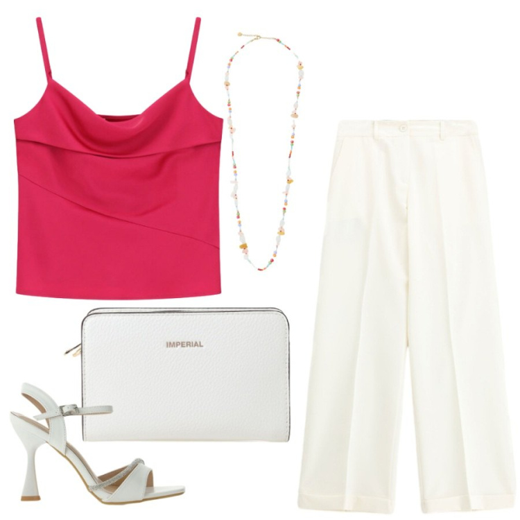 Outfit donna - Total look #2441579. Stile Casual chic per Tutti i giorni. Abbinamento con canottiere, pantaloni, borse a tracolla, sandali gioiello, collane.