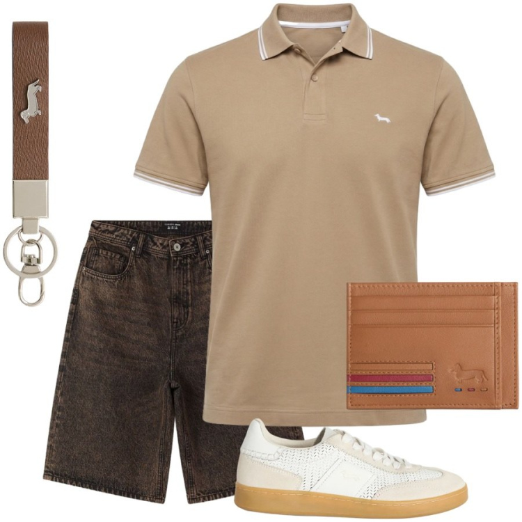 Outfit uomo - Total look #2441597. Stile Casual per Tutti i giorni. Abbinamento con portachiavi, sneakers, portafogli, polo, bermuda.