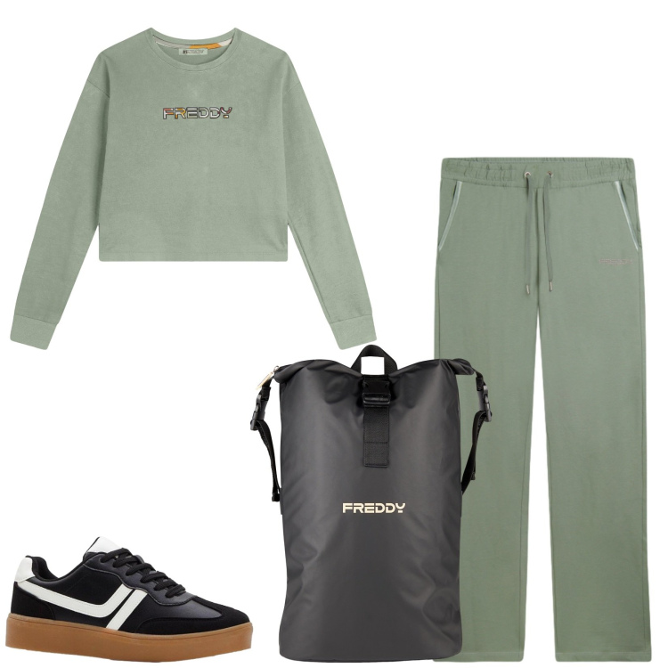 Outfit donna - Total look #2441690. Stile Sporty chic per Sport. Abbinamento con sneakers, pantaloni, felpe, borse sportive.