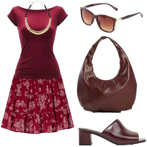Outfit donna - Total look #2441734. Stile Basic per Serata fuori. Abbinamento con ciabatte, occhiali da sole, collane, borse a mano, top, minigonne.