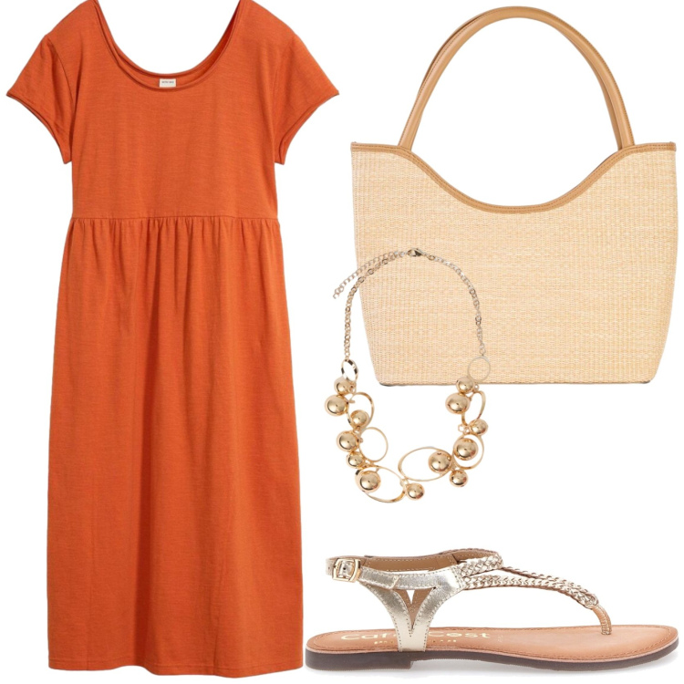 Outfit donna - Le infradito gioiello. Stile Casual chic per Tutti i giorni. Abbinamento con shopping bag, vestiti midi/longuette, collane, sandali.