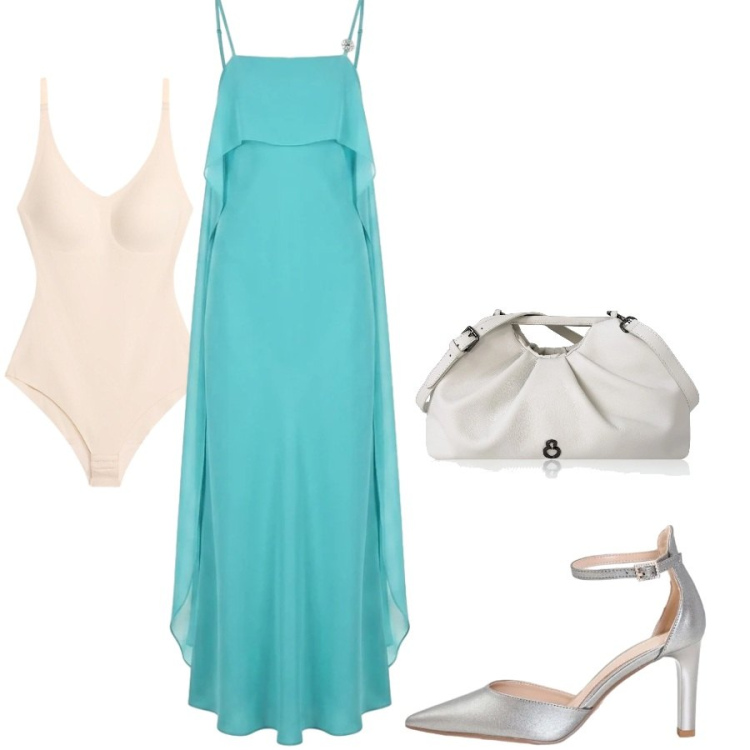 Outfit donna - Total look #2441744. Stile Chic per Cerimonia. Abbinamento con body, clutch, vestiti lunghi, décolleté.