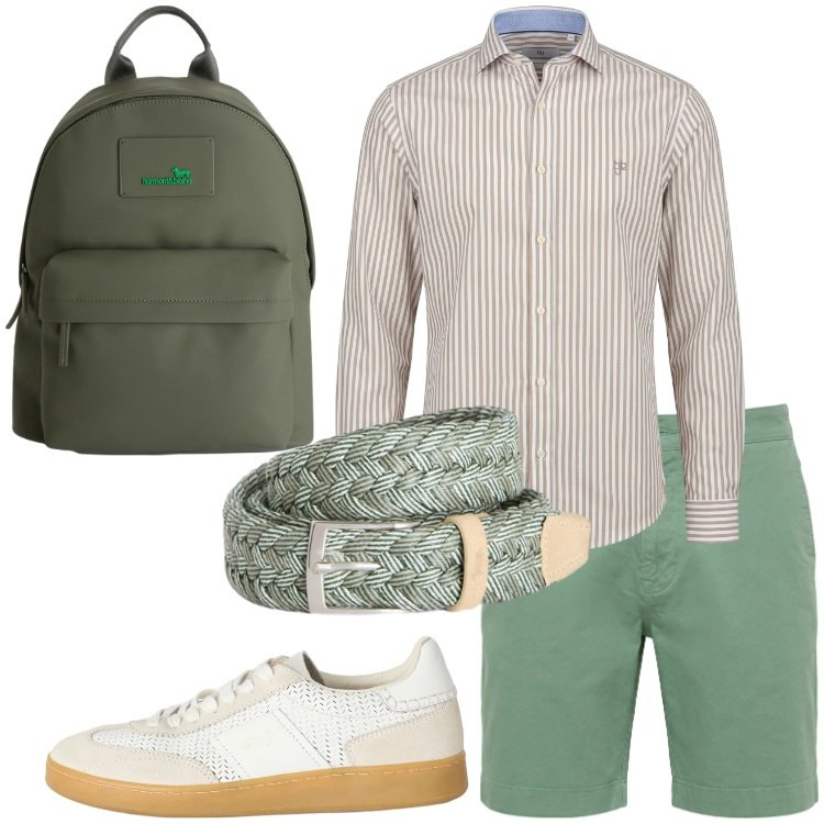 Outfit uomo - Valigia uomo per le vacanze. Stile Trendy per Tutti i giorni. Abbinamento con sneakers, borse sportive, camicie, bermuda, cinture.