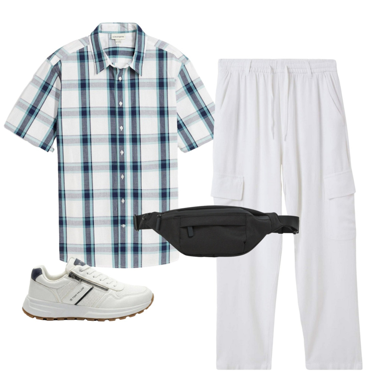 Outfit uomo - Total look #2441843. Stile Casual per Tutti i giorni. Abbinamento con camicie a manica corta, sneakers, pantaloni cargo, borse sportive.