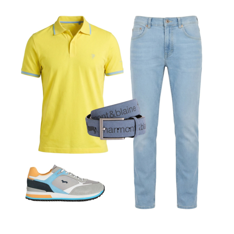 Outfit uomo - Total look #2441845. Stile Business/Elegante per Tutti i giorni. Abbinamento con sneakers, cinture, jeans, polo.