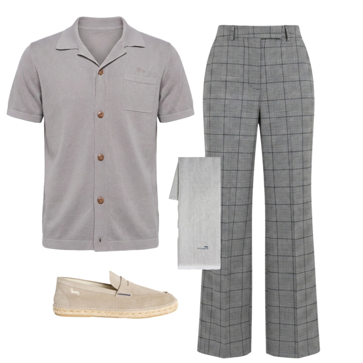 Outfit uomo - Total look #2441846. Stile Business/Elegante per Serata speciale. Abbinamento con sciarpe, espadrillas, camicie a manica corta, pantaloni.