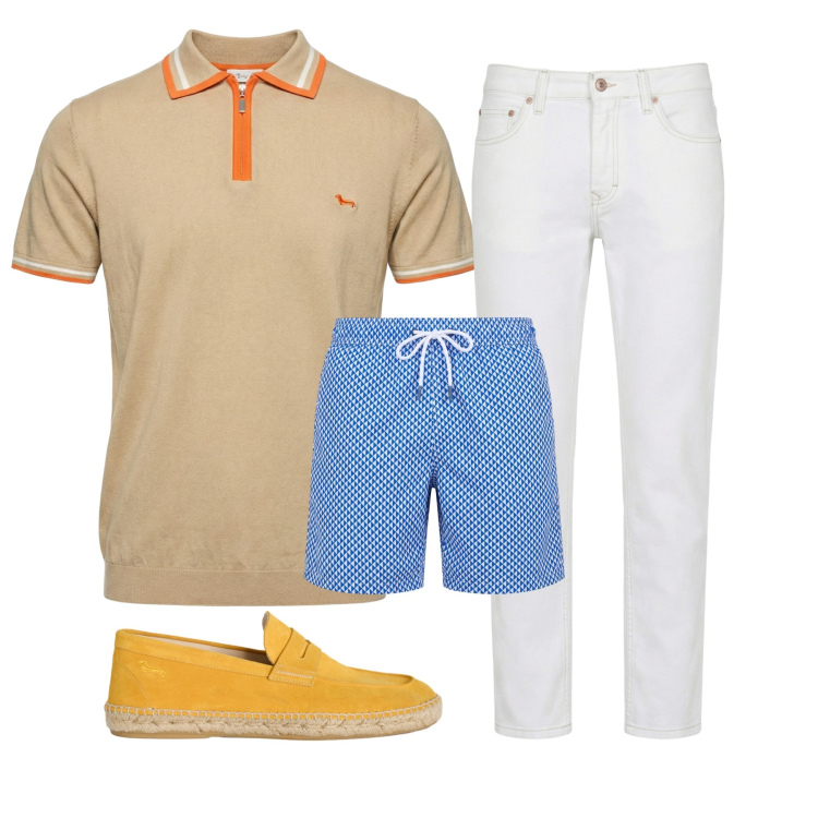 Outfit uomo - Total look #2441854. Stile Business/Elegante per Mare. Abbinamento con jeans, costumi, polo, espadrillas.