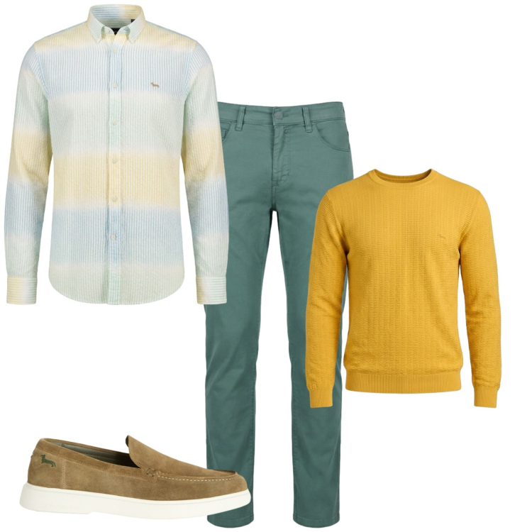 Outfit uomo - Total look #2441856. Stile Urban per Ufficio. Abbinamento con pantaloni, scarpe stringate, camicie, pullovers.