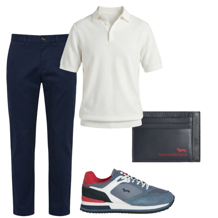 Outfit uomo - Total look #2441874. Stile Urban per Ufficio. Abbinamento con portafogli, polo, pantaloni, sneakers.